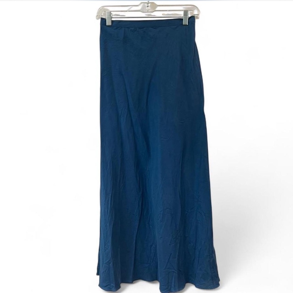 Free People 100% Silk Blue Midi/ Maxi Skirt
